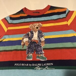 Ralph Lauren Baby Polo Bear T-shirt Size 10/12 Youth stripes multicolor